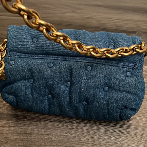 Zara Blue Shoulder Bag with Gold Chain - Picture 3 of 3